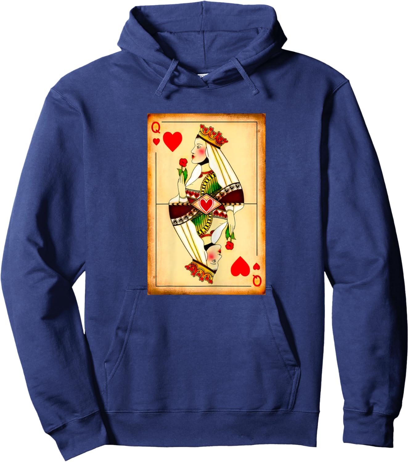 Queen of Hearts Vintage Matching Couple Saint Valentine Day Hoodie - Hoodie | Navy