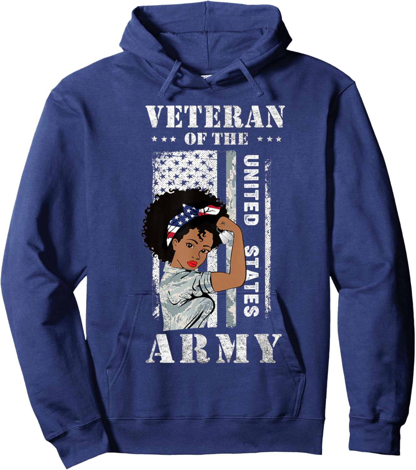 Veteran of The US Army, Proud Black Women Army Veteran Hoodie - Hoodie | Navy