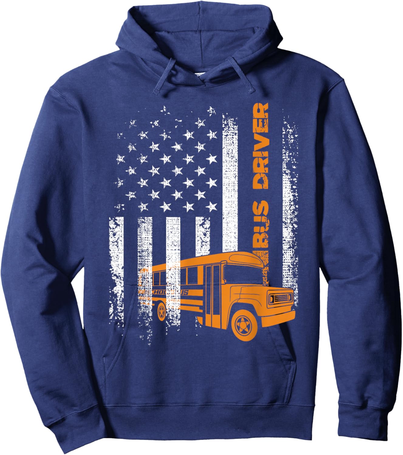 Patriotic Bus Driver USA American Flag - School Bus Driver Hoodie - Hoodie | Navy