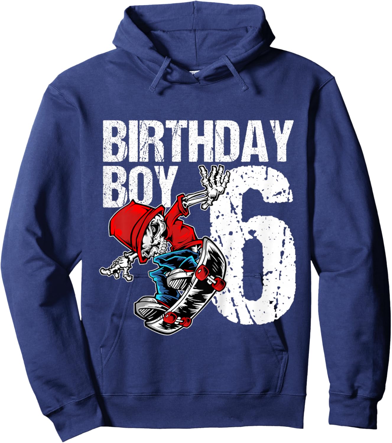 6 Year Old Skateboard Birthday Skateboarding Skate 6th Gift Hoodie - Hoodie | Navy
