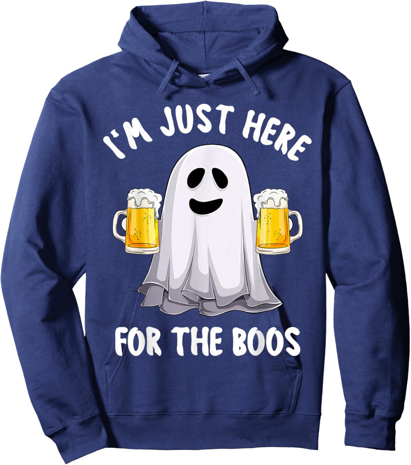 Men Funny Halloween I'm Just Here For The Boos Cute Boos Hoodie - Hoodie | Navy