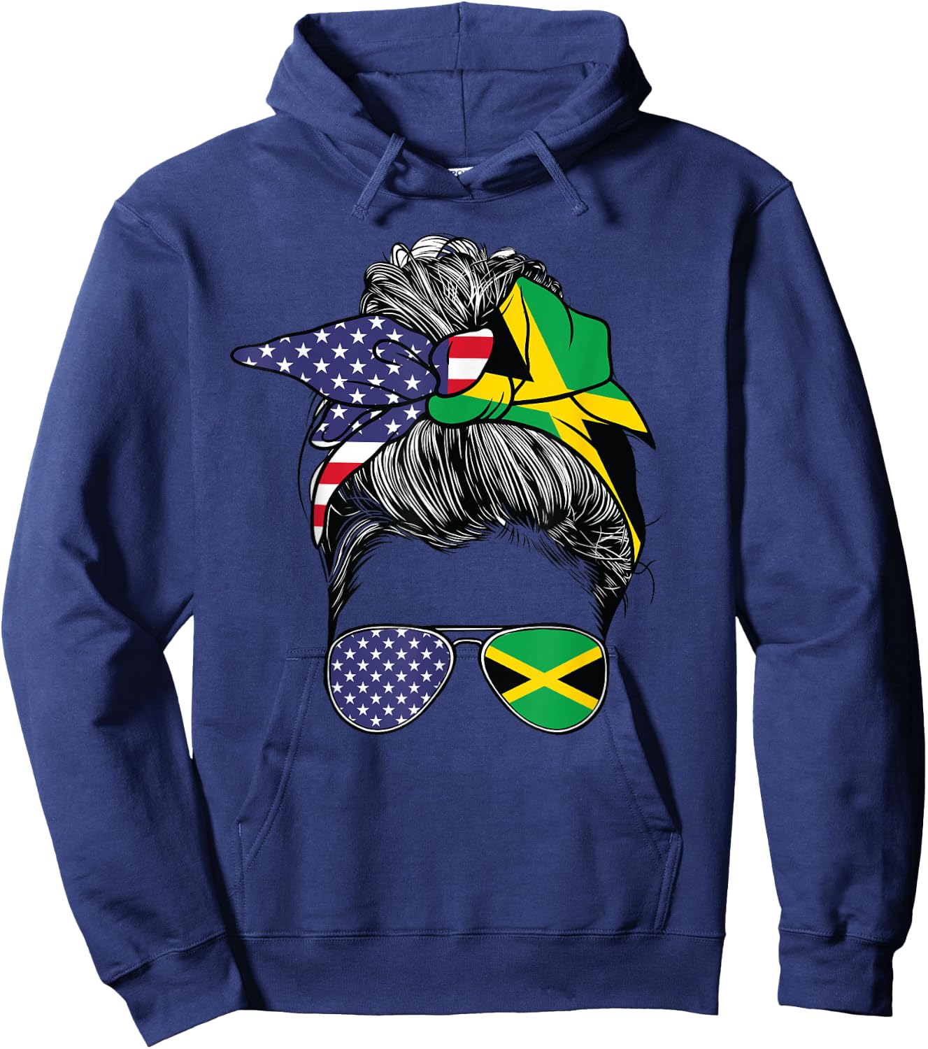 Jamaican Women Girl USA Heritage American Jamaica Flag Hoodie - Hoodie | Navy