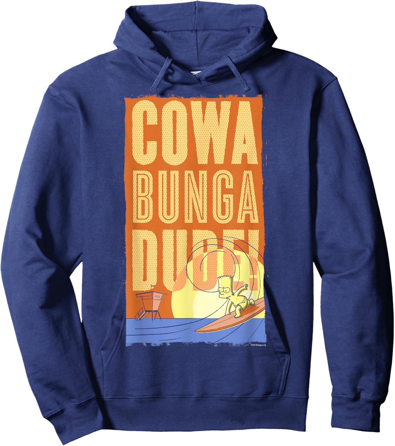 The Simpsons Bart Surfing Cowabunga Dude! Poster V2 Hoodie - Hoodie | Navy