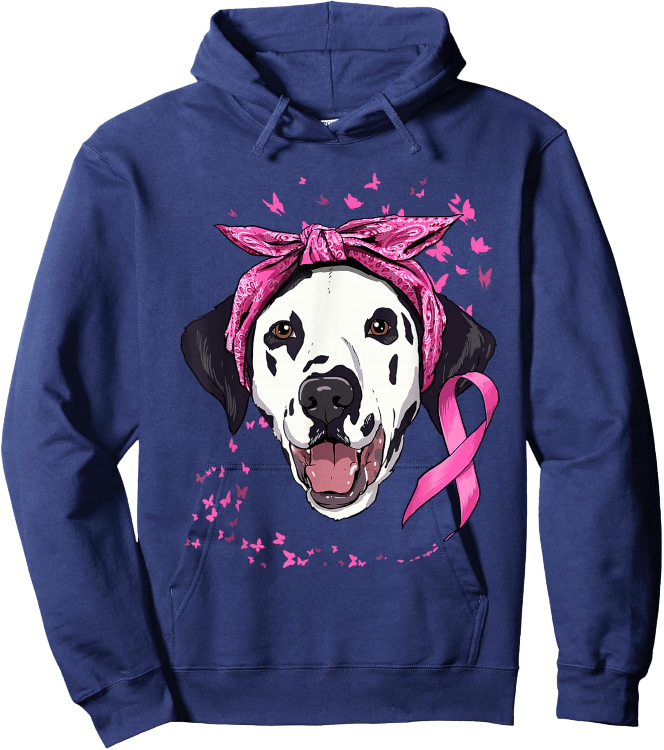 Dalmatian Pink Ribbon Breast Cancer Awareness Survivor Hoodie - Hoodie | Navy