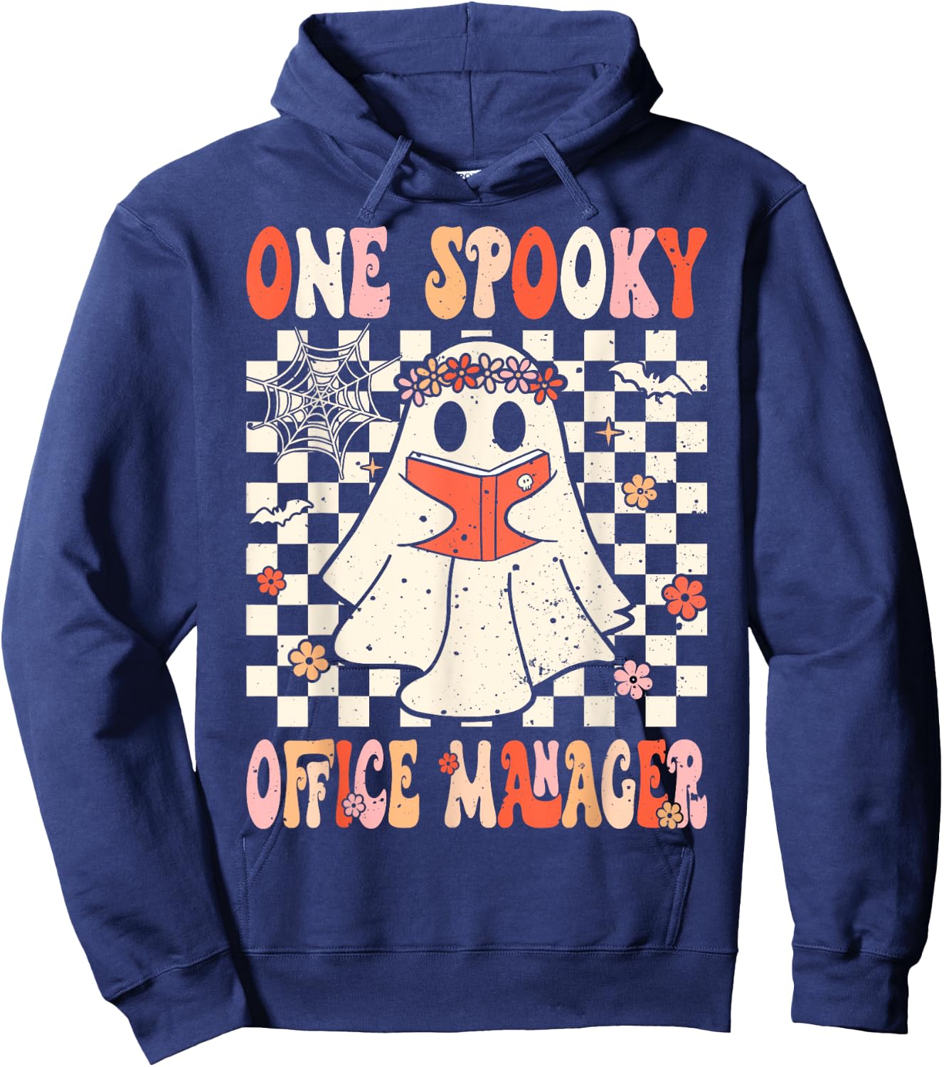 Groovy Boo School Office Manager Crew Ghost Women Halloween Hoodie - Hoodie | Navy