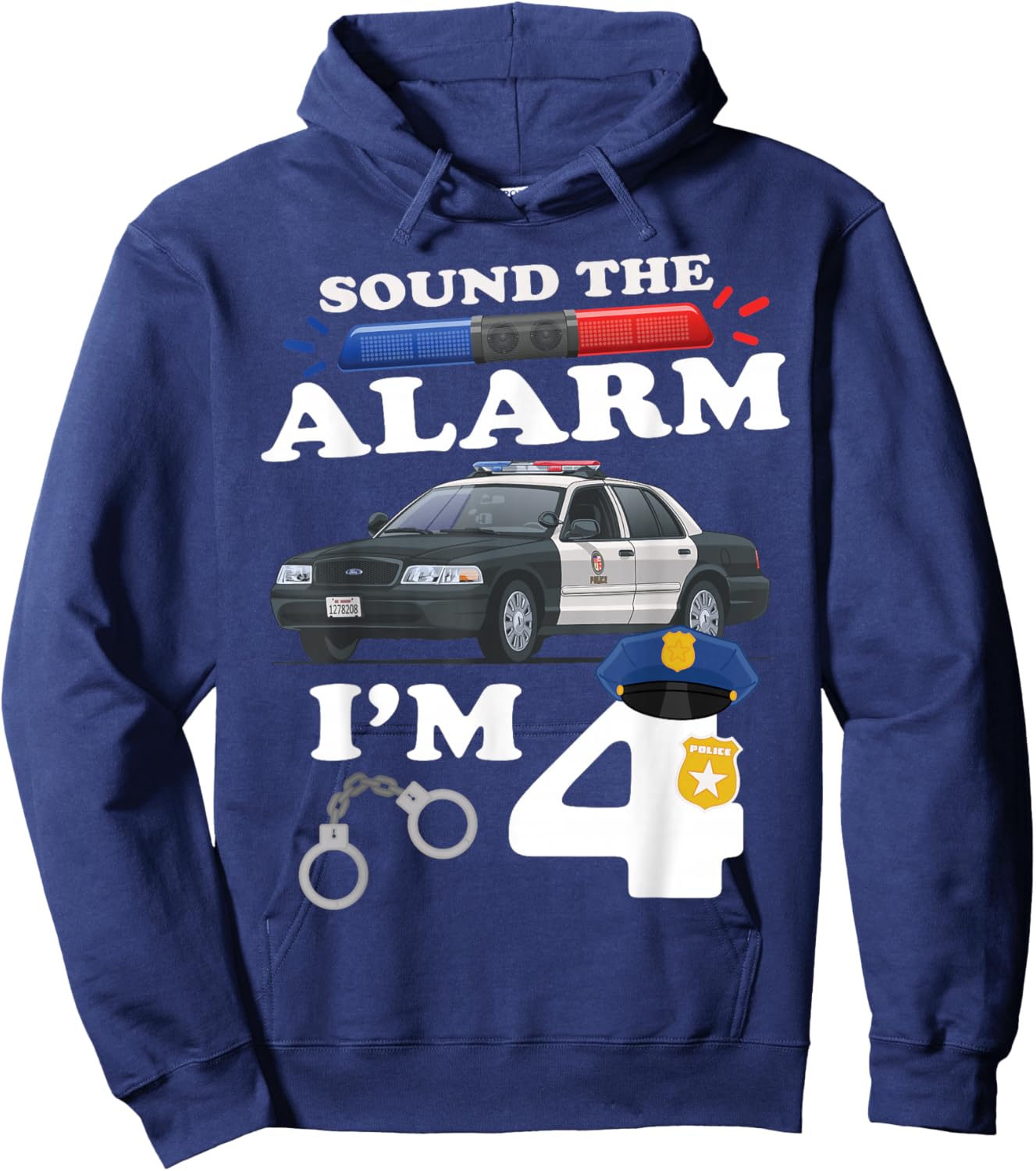4 Year Old Cop Birthday Police Car 4th Birthday Police Theme Hoodie - Hoodie | Navy