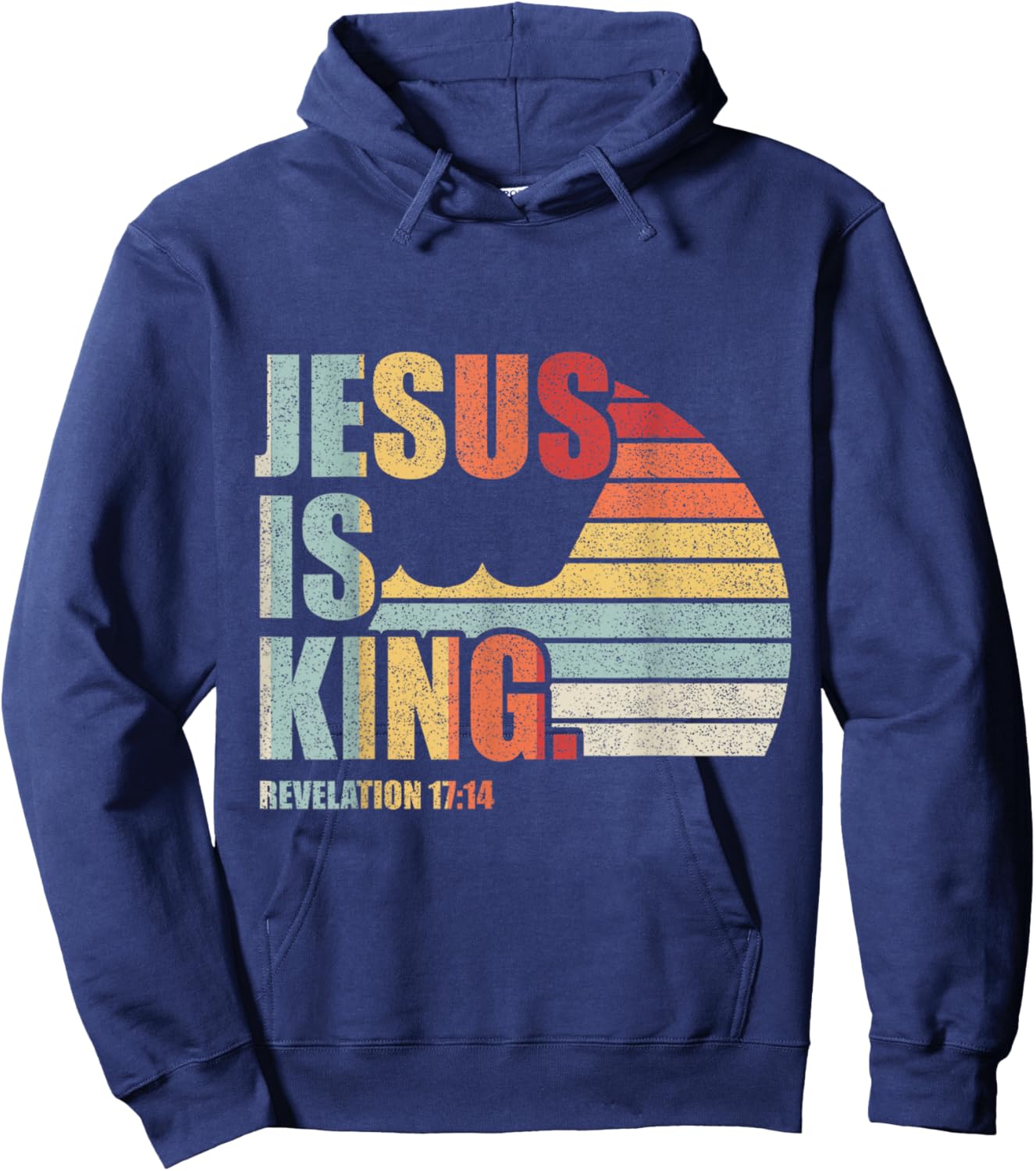 Retro Vintage Jesus Is King Bible Scripture Quote Christian Hoodie - Hoodie | Navy