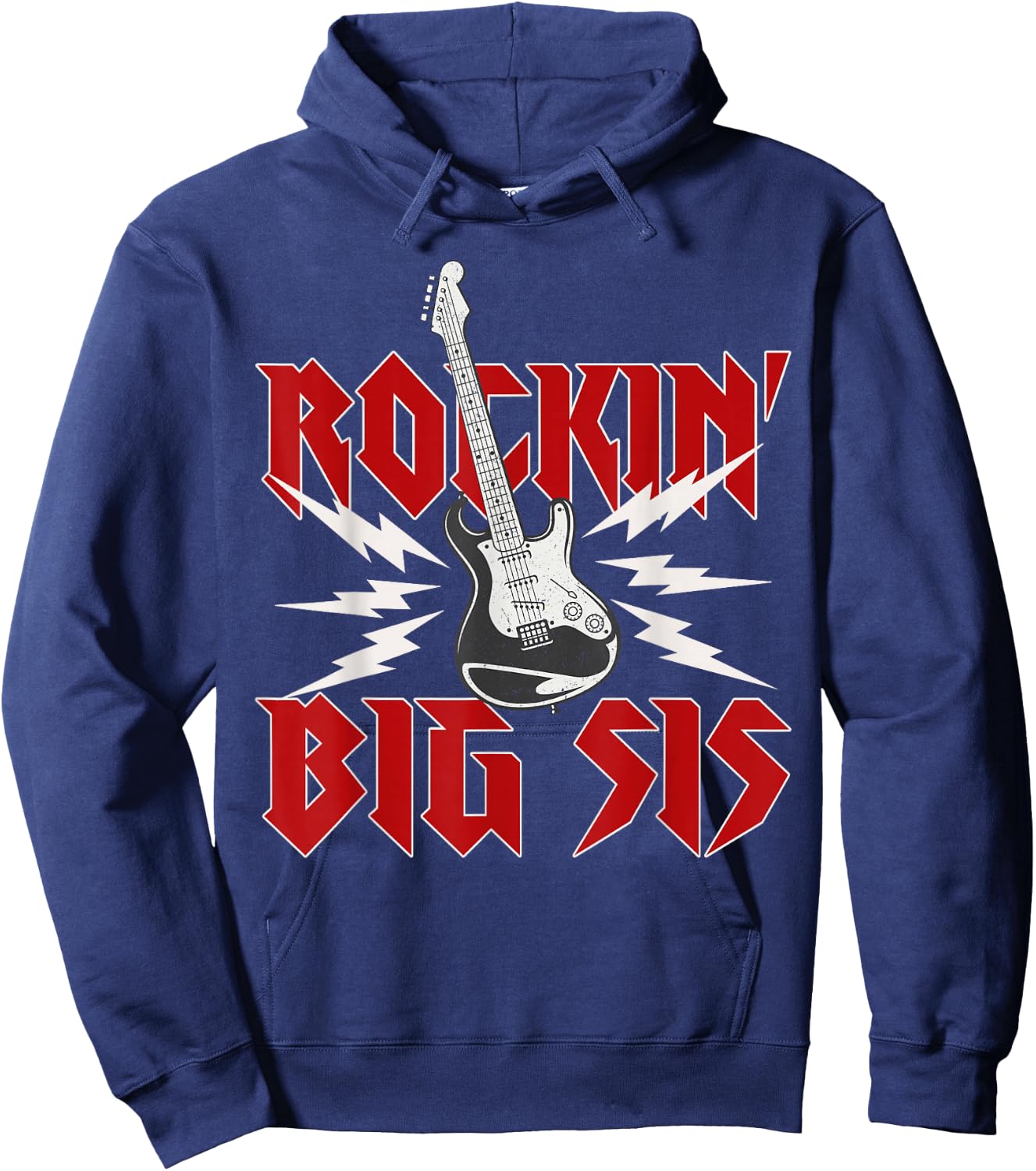 Big Sister Rockin One Birthday Family Matching Rock Guitar Hoodie - Hoodie | Navy