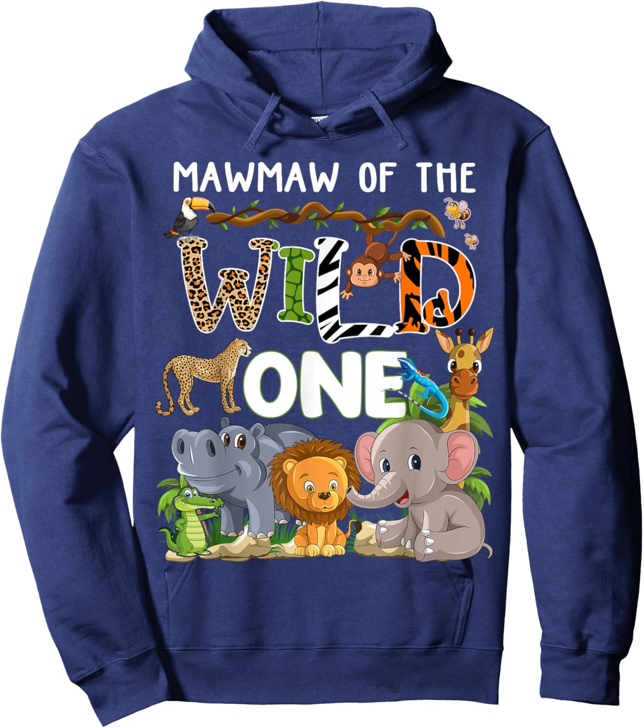 Mawmaw Of The Wild One Zoo Theme Birthday Safari Jungle Hoodie - Hoodie | Navy