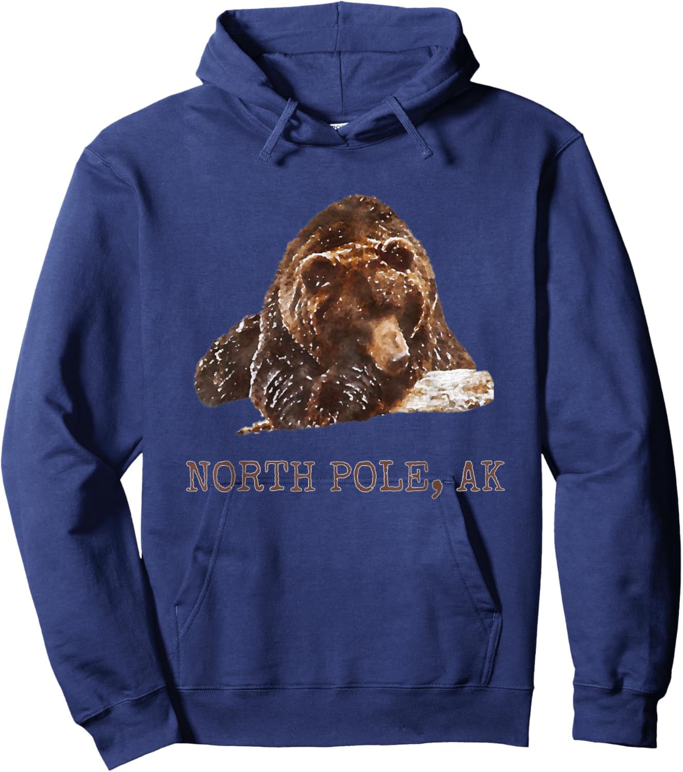 North Pole Brown Grizzly Bear In Snow Alaska Pacific NW Gift Hoodie - Hoodie | Navy