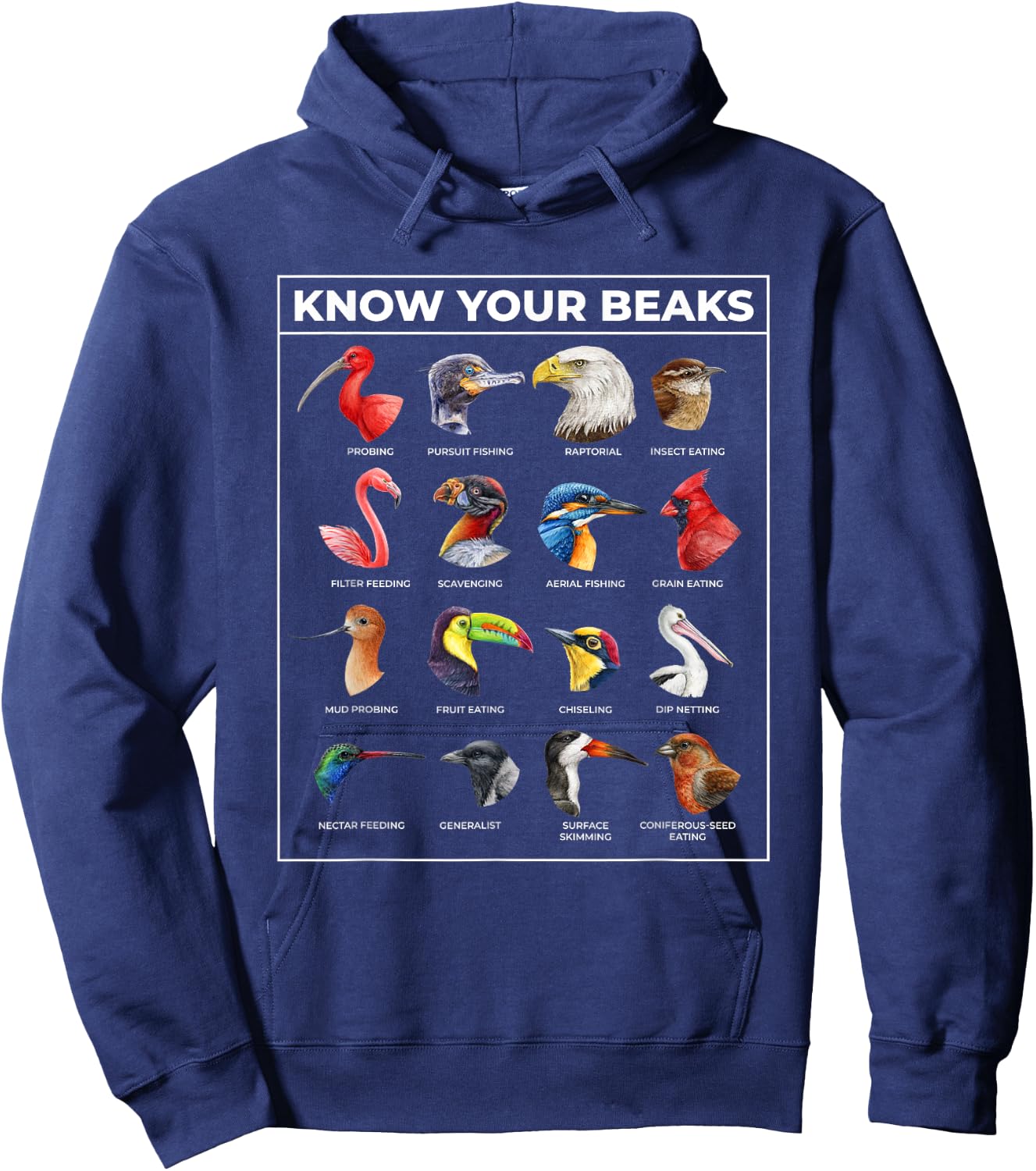 Know Your Beaks Types of Birds Shirt for Twitcher Hoodie - Hoodie | Navy