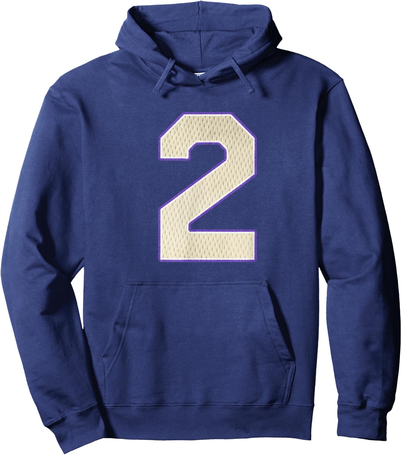 Football Jersey Number 2 Personalized Sports Purple Gold Hoodie - Hoodie | Navy