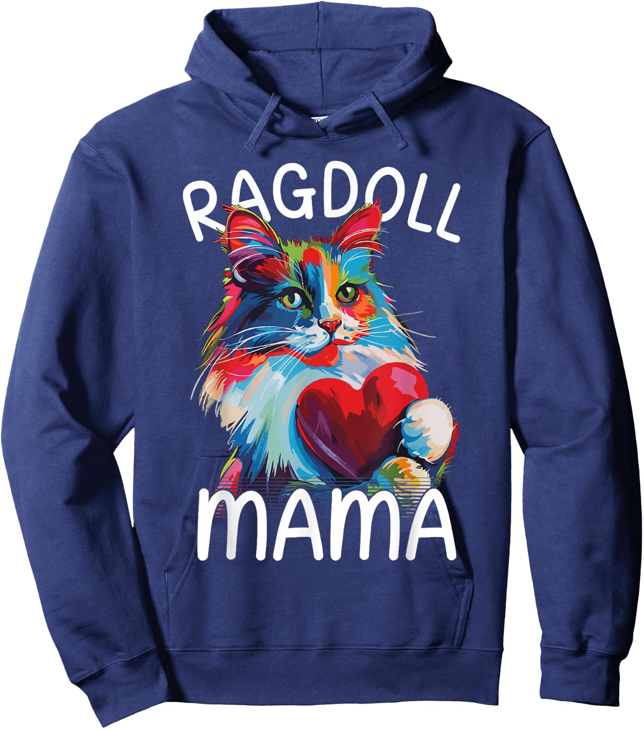 Ragdoll Cat Lovers Mom Heart Pop Art Ragdoll Cat Mom Hoodie - Hoodie | Navy