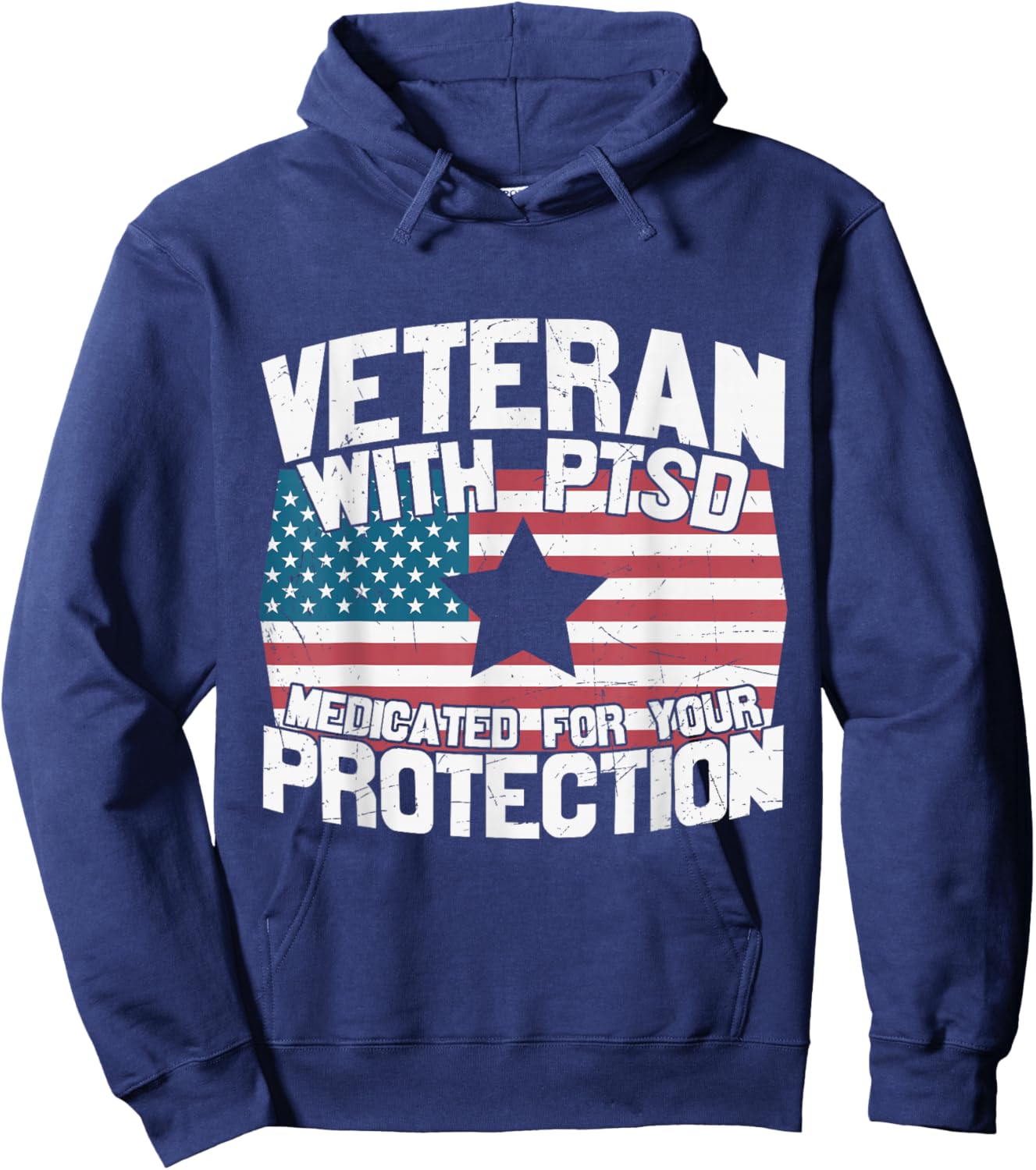 Veteran U.S Flag PTSD Awareness Hoodie - Hoodie | Navy