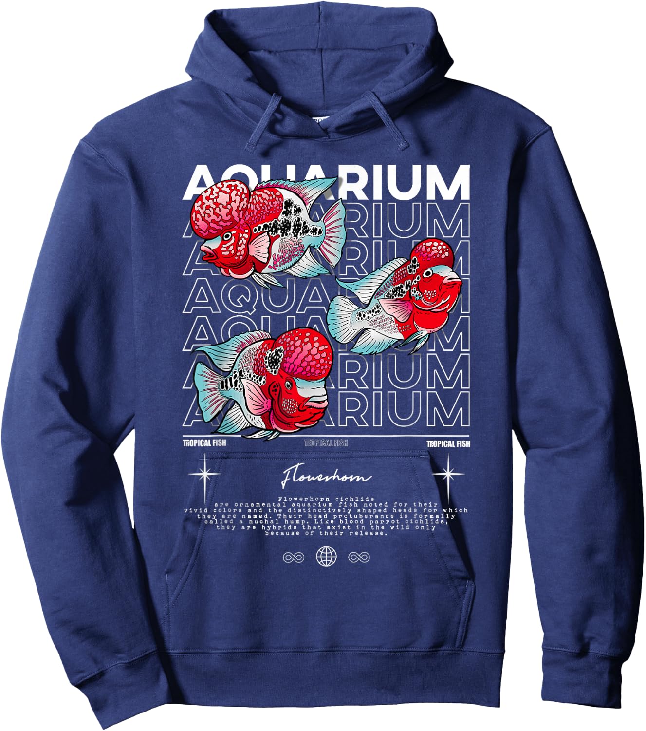 Flowerhorn Cichlid Fish Keeper Streetwear Hoodie - Hoodie | Navy