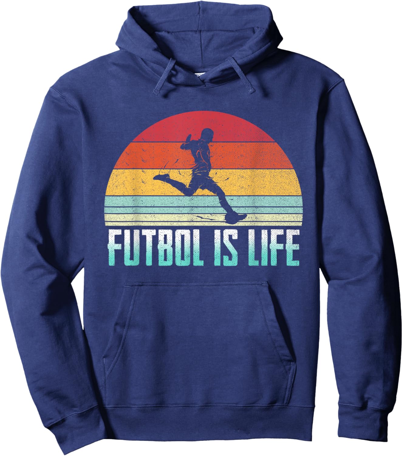 Futbol Is Life Retro Vintage Soccer Player Costume Hoodie - Hoodie | Navy