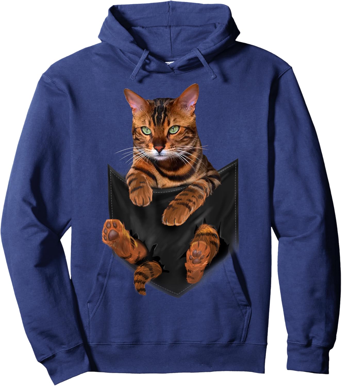 Cat Tiger-Print in Pocket Cats Shirt Gifts Men Women Kids Hoodie - Hoodie | Navy