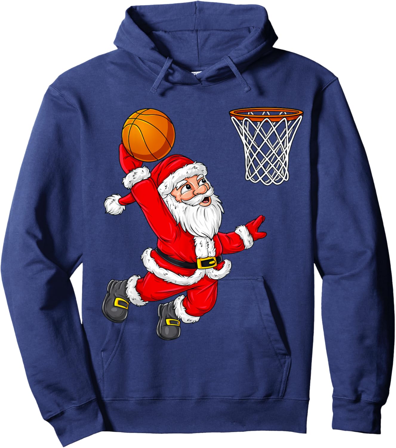 Christmas Santa Claus Dunking A Basketball Funny Xmas Hoodie - Hoodie | Navy