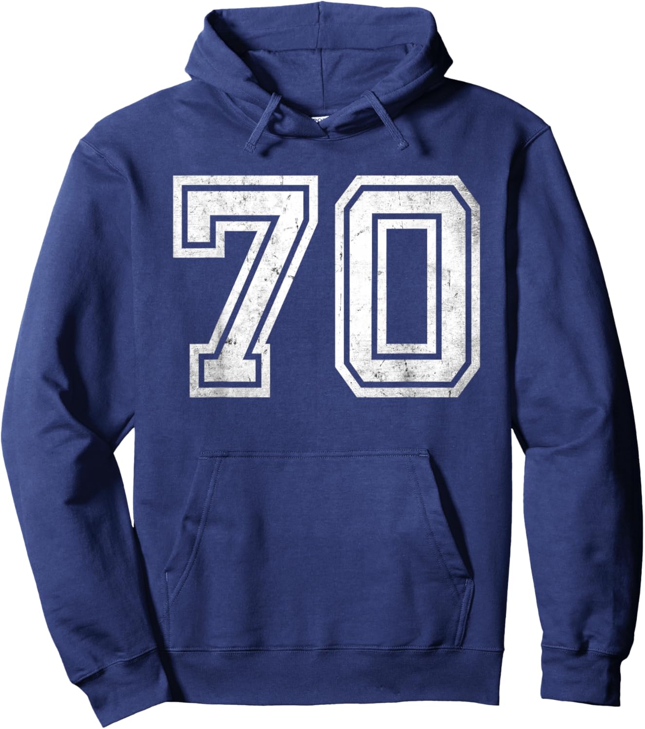 Number #70 Sport White Vintage Number Hoodie - Hoodie | Navy