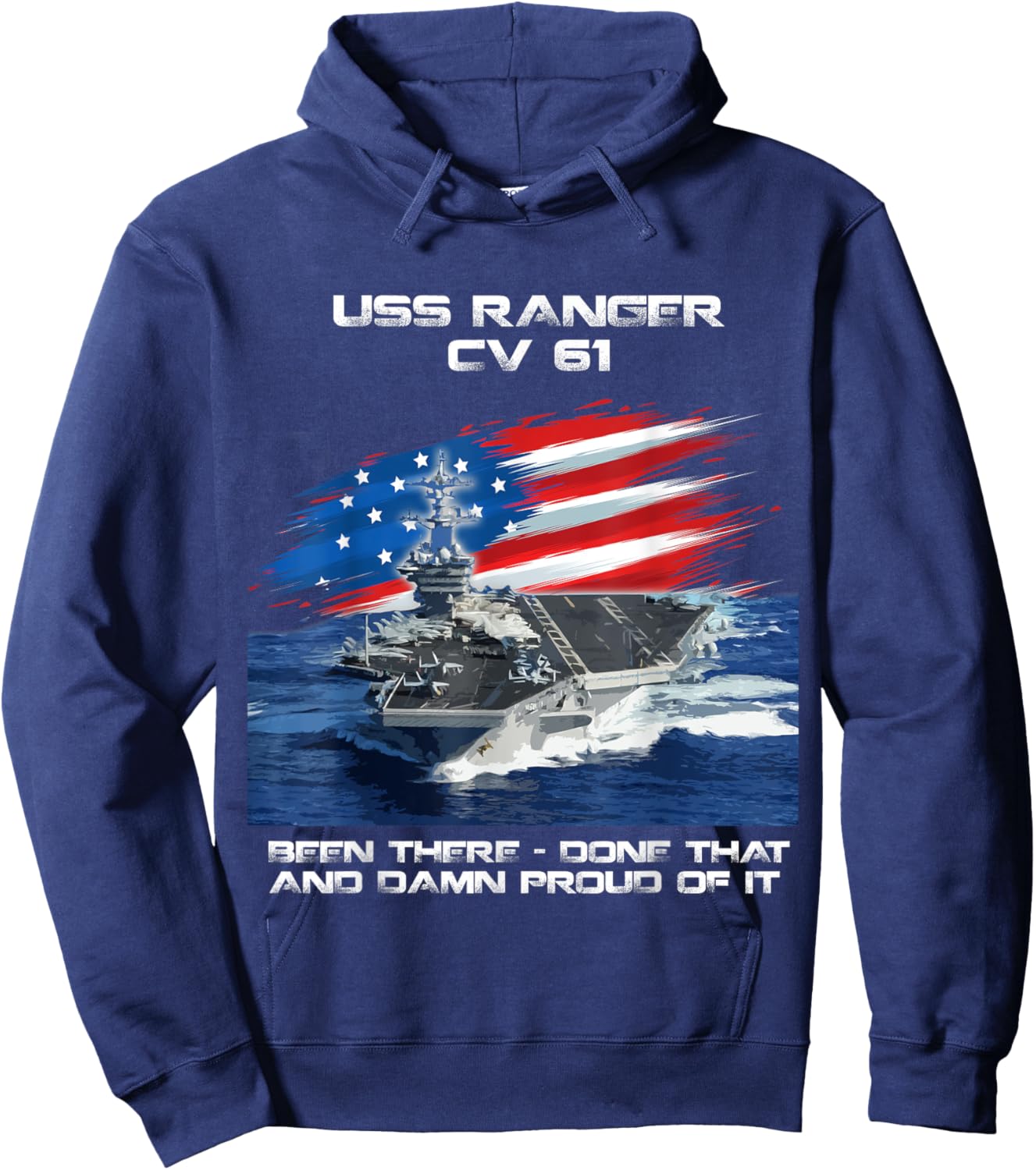 USS Ranger CV 61 Aircraft Carrier Veteran USA Flag Xmas Hoodie - Hoodie | Navy