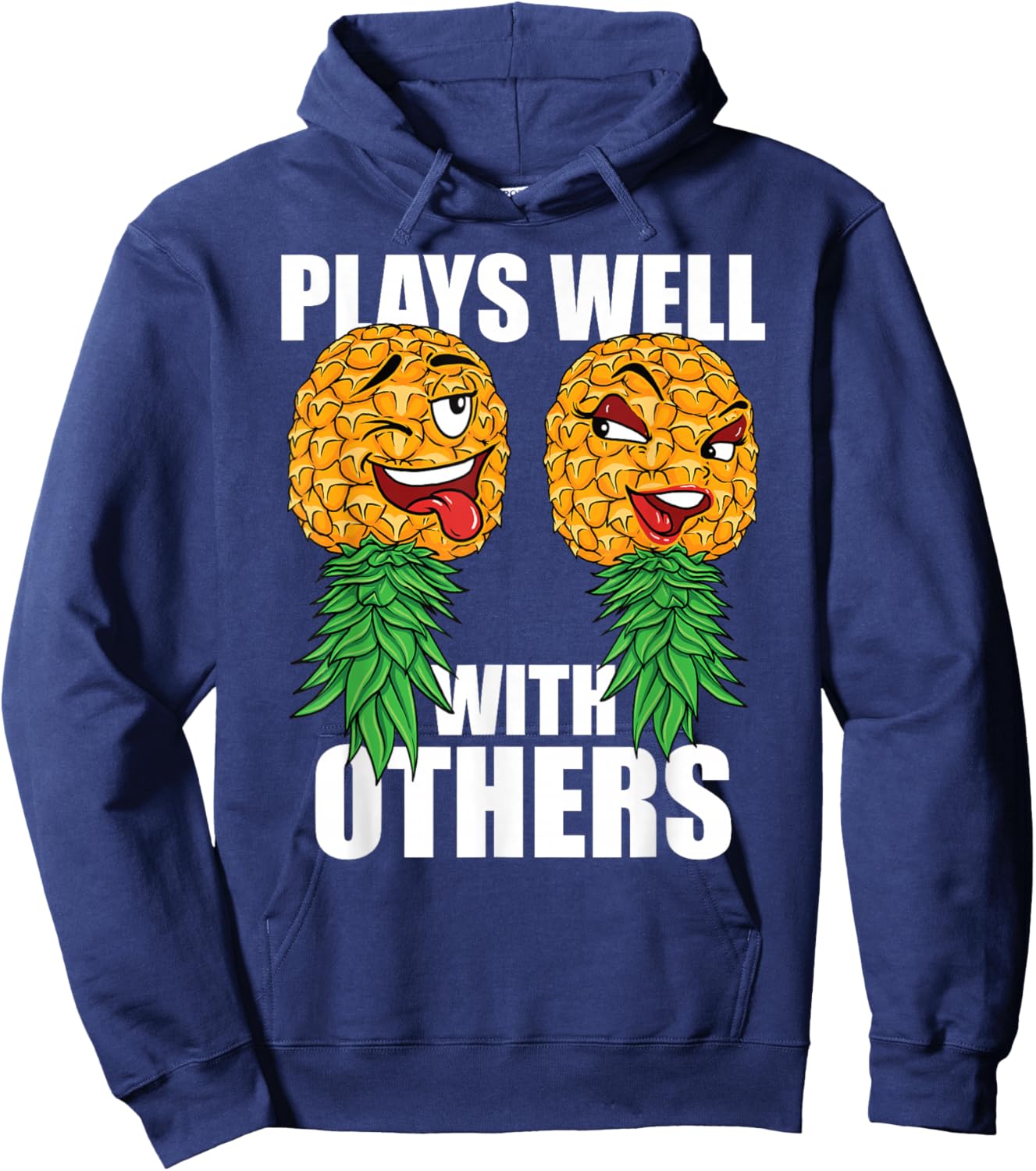 Swinger Plays Well With Others Upside Down Pineapple Hoodie - Hoodie | Navy