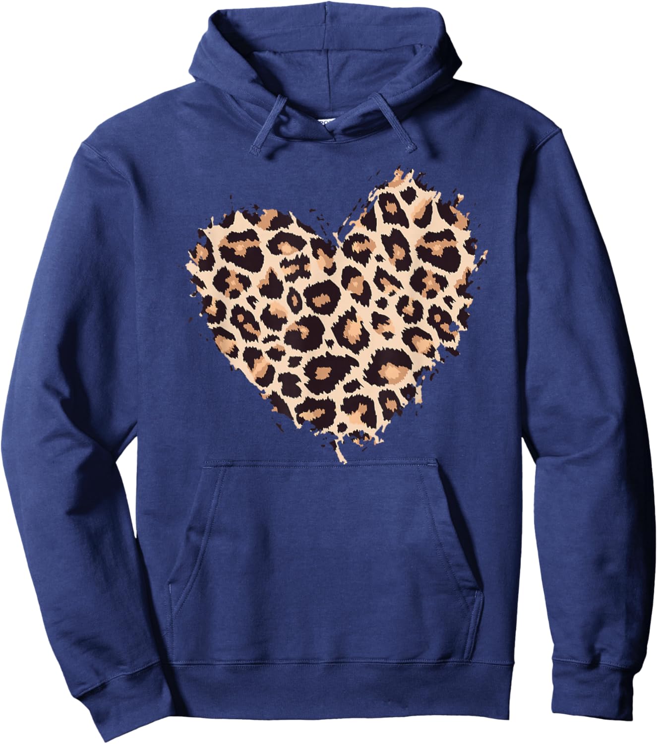 Leopard Cheetah Animal Print Heart Hoodie - Hoodie | Navy
