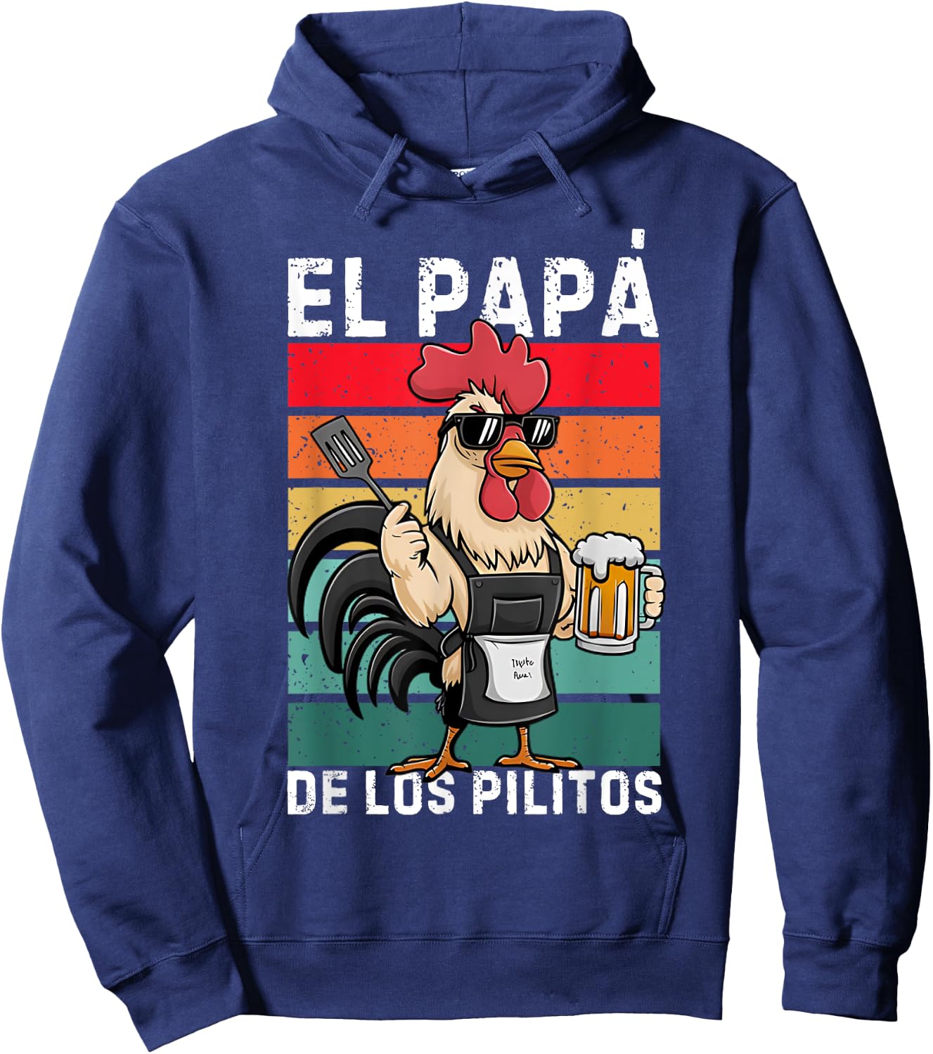 Retro El Papa de lo pollitos funny Spanish Dia del Padre Hoodie - Hoodie | Navy