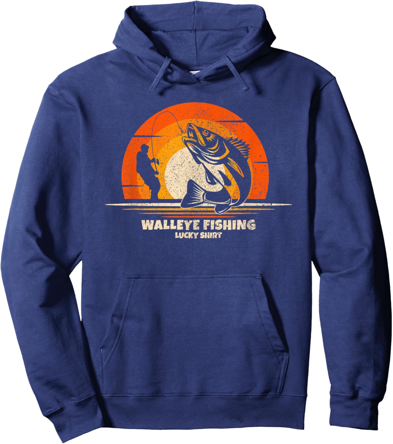 Walleye Fisherman Lucky Charm Walleye Fishing Hoodie - Hoodie | Navy