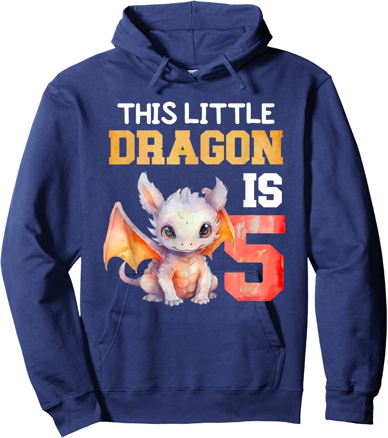 This Little Dragon is 5 Year Old Birthday Dragon 5th Girl Hoodie - Hoodie | Navy