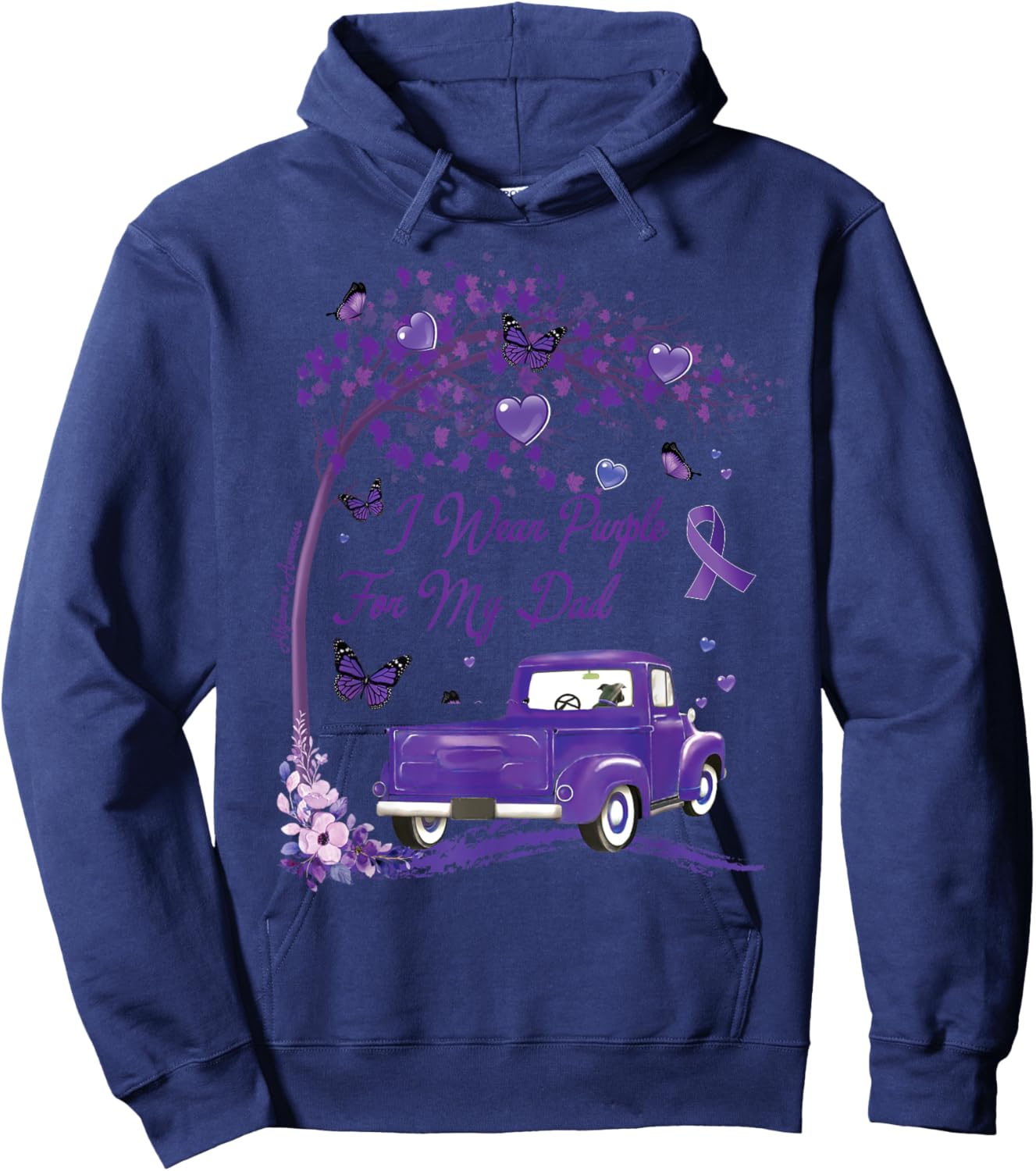 I wear Purple for My Dad Alzheimer's Awareness Truck Hoodie - Hoodie | Navy