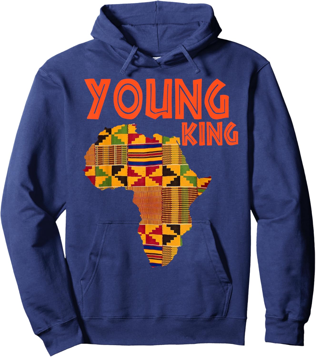 Boys African Attire Kente Print Little Kids Young King Kente Hoodie - Hoodie | Navy