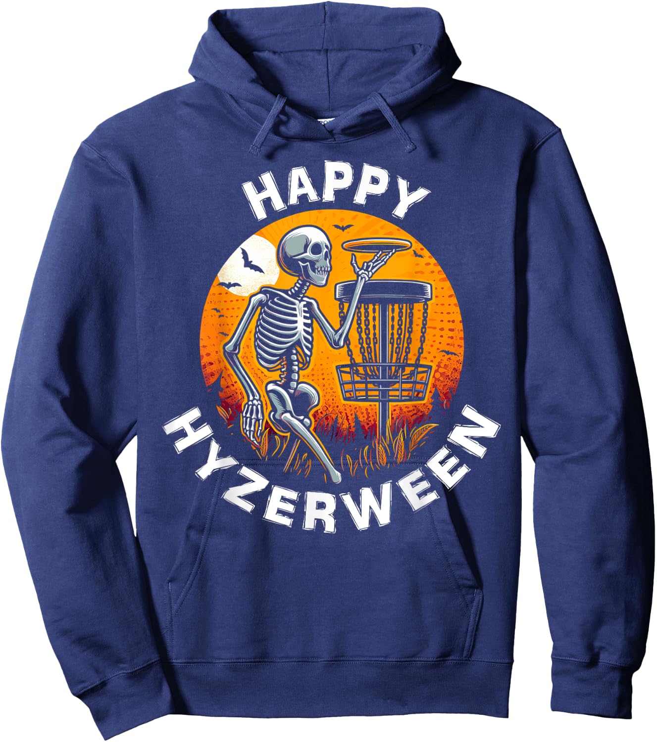 Disc Golf Halloween Disc Golfer Skeleton Hyzerween Item Hoodie - Hoodie | Navy