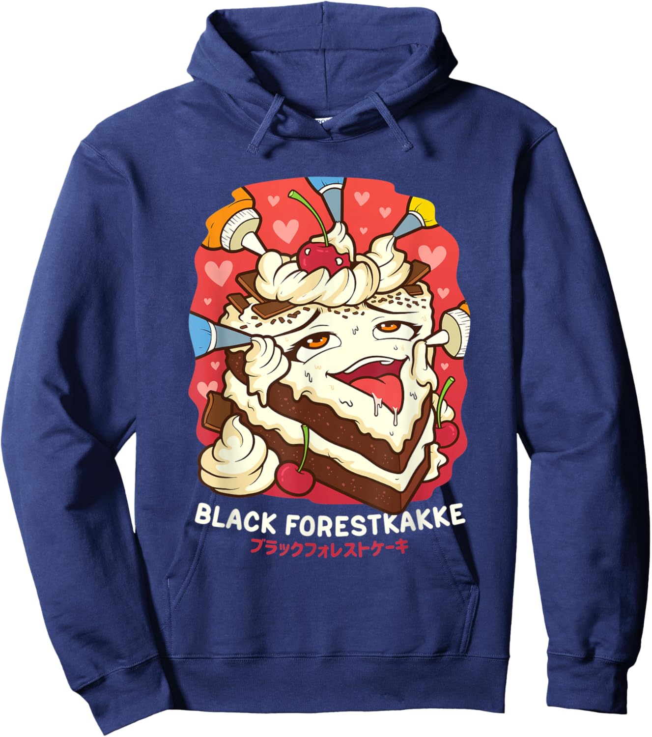 Funny Naughty Foodie Pun Kawaii Black Forestkakke Japanese Hoodie - Hoodie | Navy