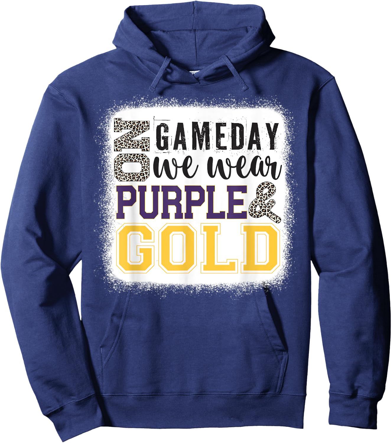 On Gameday Football We Wear Purple And Gold Leopard Print Hoodie - Hoodie | Navy