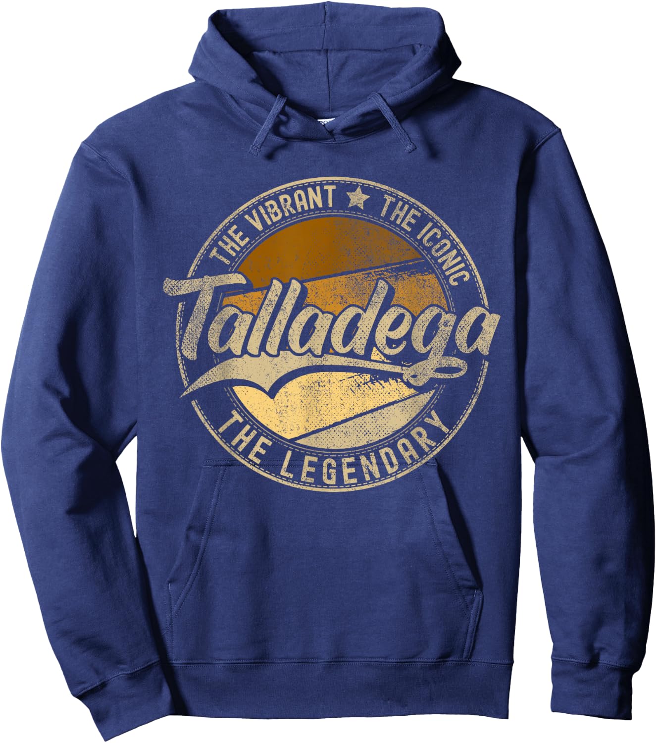 Talladega AL | Alabama | Vintage Distressed , Small, Black Hoodie - Hoodie | Navy