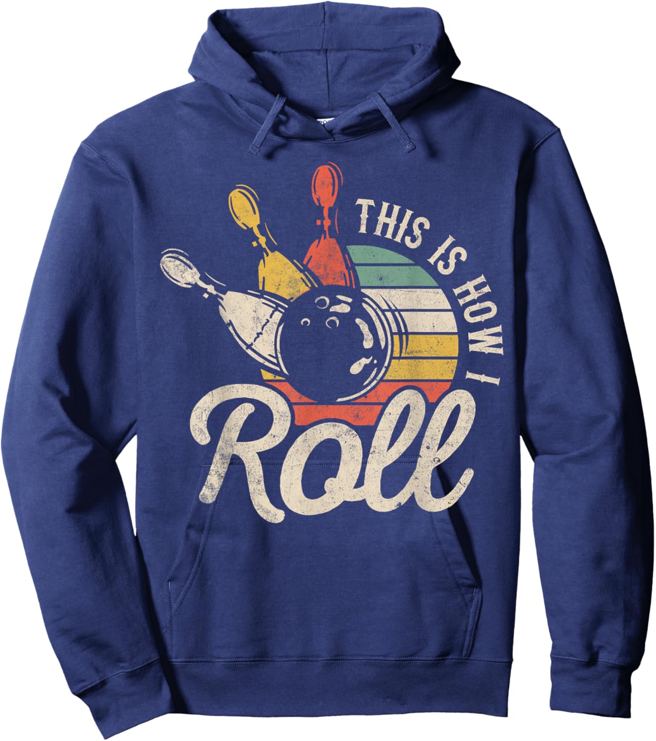 This Is How I Roll Retro Bowling Bowler Funny Gift Cap Sleeve Hoodie - Hoodie | Navy