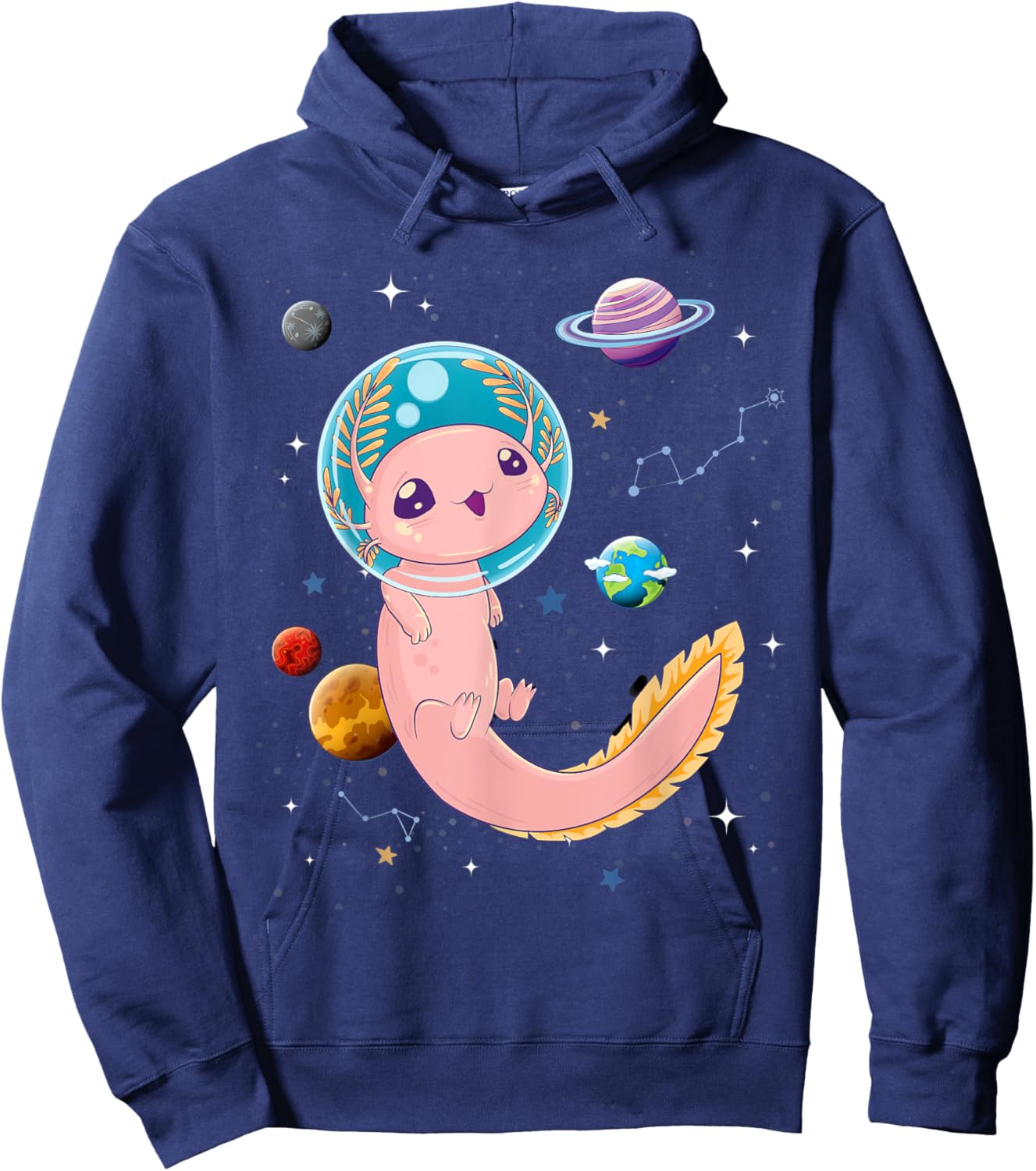Cute Creepy Anime Pastel Goth Clothes Space Axolotl Kawaii Hoodie - Hoodie | Navy