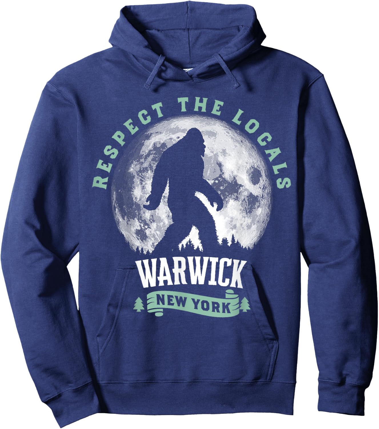 Warwick New York Respect The Locals Bigfoot Night Stroll Hoodie - Hoodie | Navy