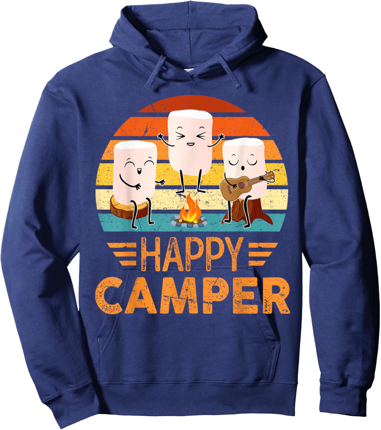 Funny Happy Marshmallow Camper Cute for Kids Women Men Hoodie - Hoodie | Navy