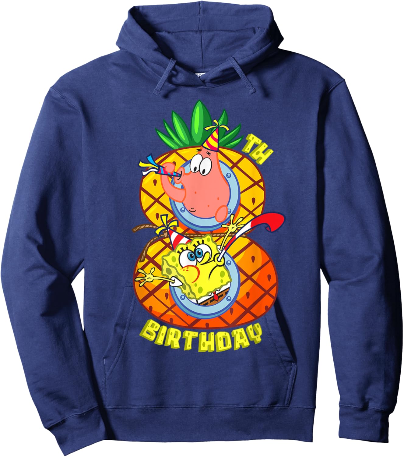 Mademark x SpongeBob SquarePants - SpongeBob Patrick 8th Birthday Pineapple Eighth Birthday Boy Hoodie - Hoodie | Navy
