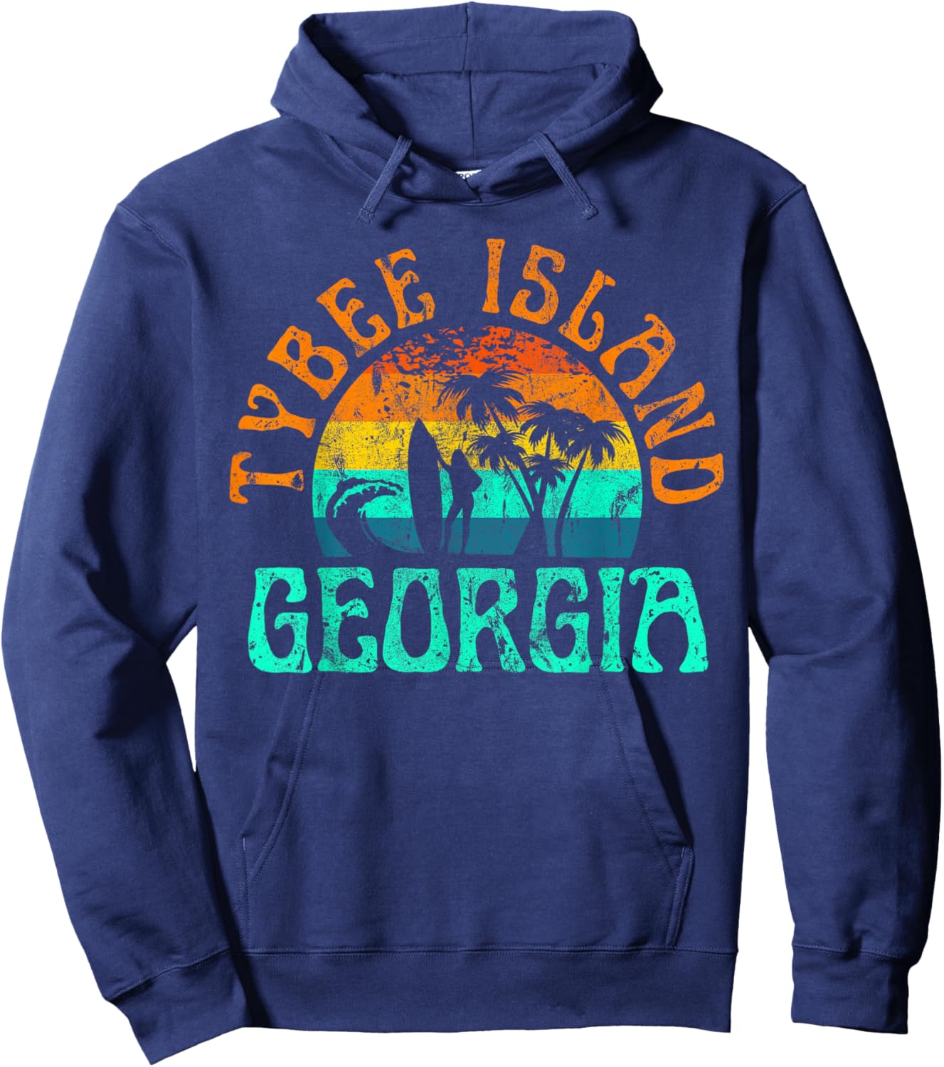 Tybee Island Georgia Surfing Beach Ocean Waves Surf Vintage Women Girls Kids Hoodie - Hoodie | Navy
