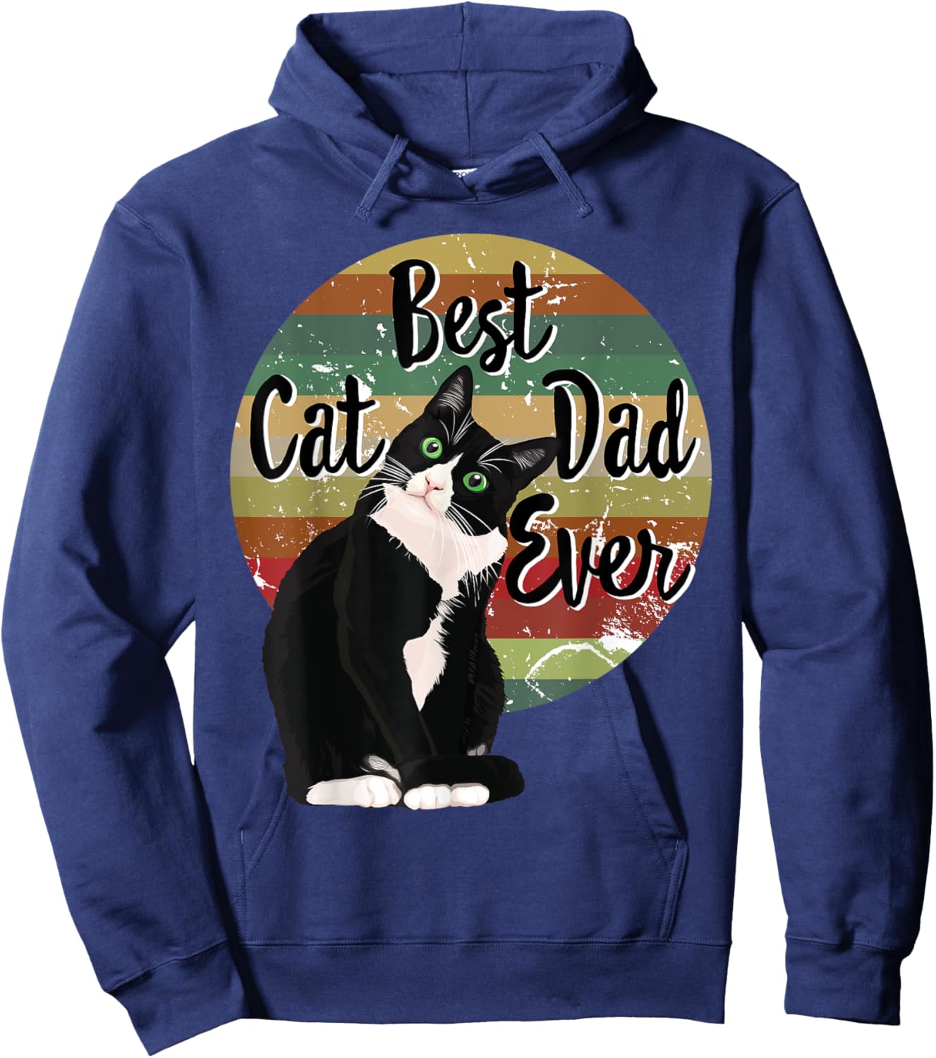 Best Cat Dad Ever Tuxedo Father's Day Gift Funny Retro Shirt Women Hoodie - Hoodie | Navy