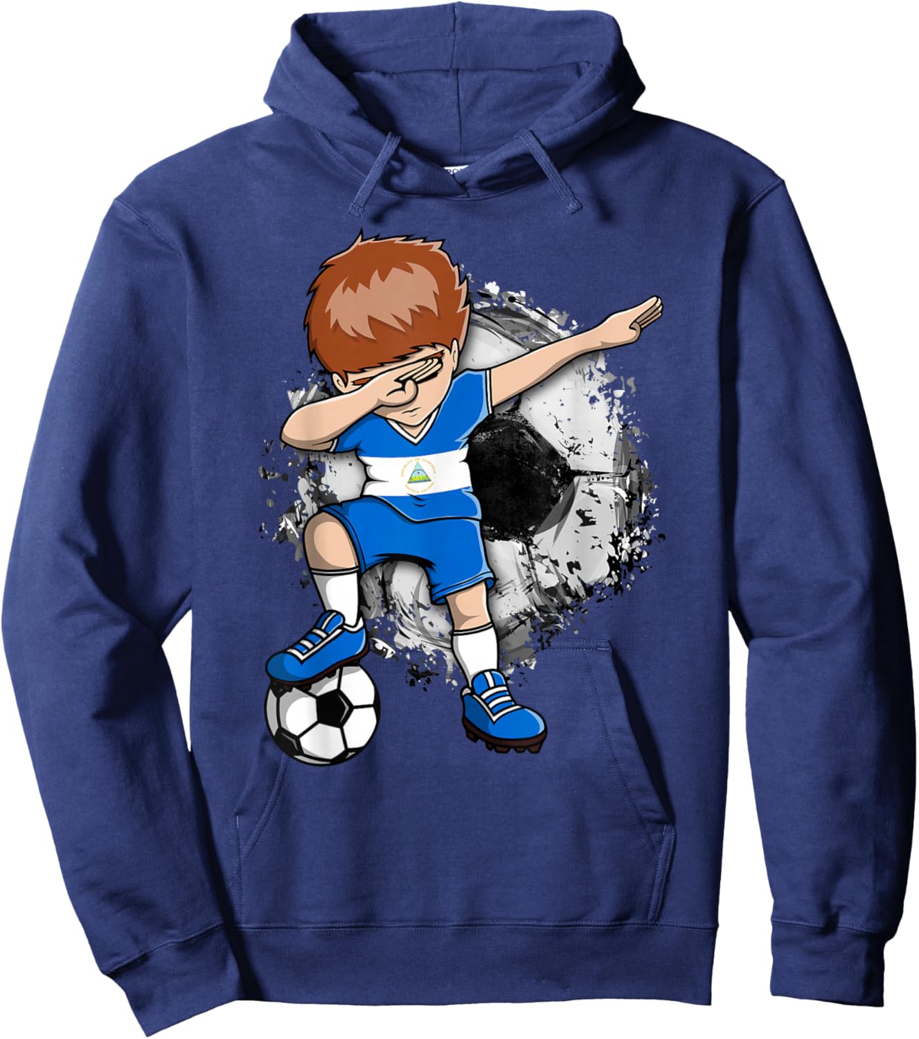 Dabbing Soccer Boy Nicaragua Jersey Nicaragua Football Fans Hoodie - Hoodie | Navy
