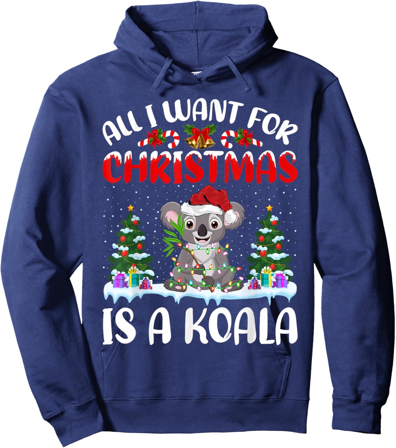 Funny Santa Hat All I Want For Christmas Is A Koala Hoodie - Hoodie | Navy