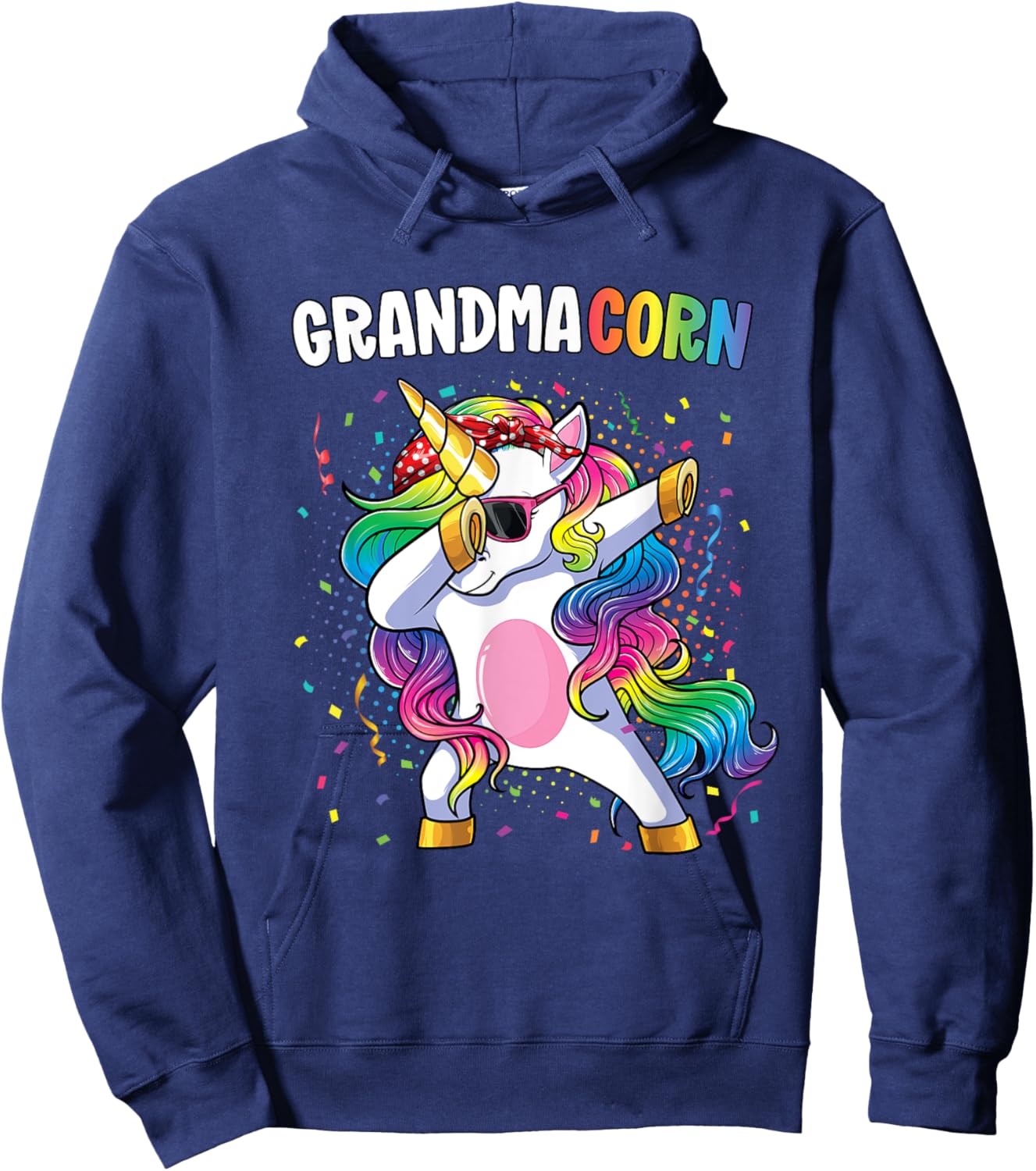 Grandmacorn Women Unicorn Birthday Dabbing Unicorn Grandma Hoodie - Hoodie | Navy