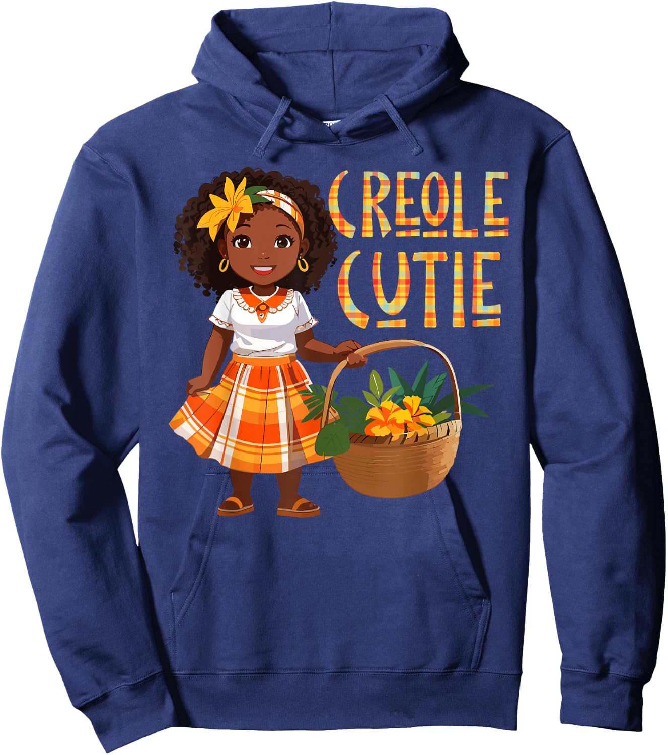 Creole Day Cutie Madras Jounen Kweyol Saint.Lucia Girls Hoodie - Hoodie | Navy