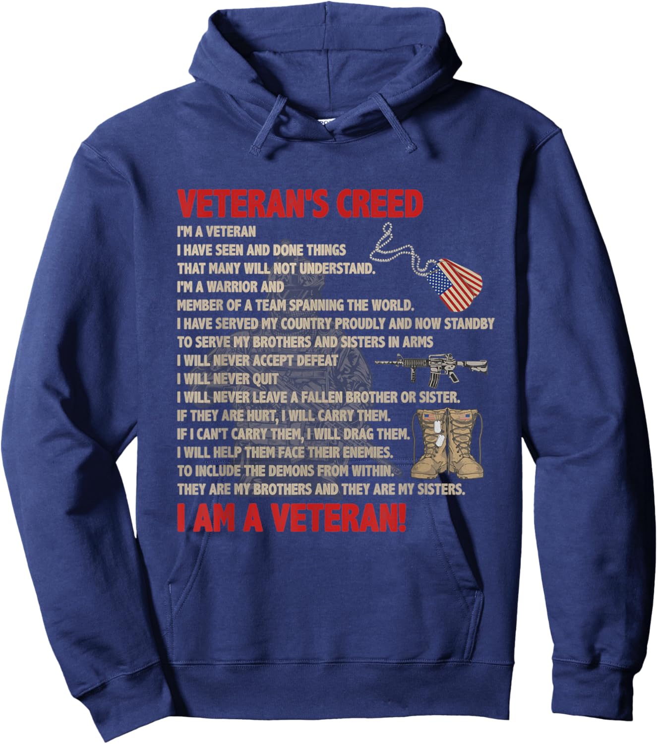 Veteran's creed I'm a veteran Proudly And Now Standby Hoodie - Hoodie | Navy