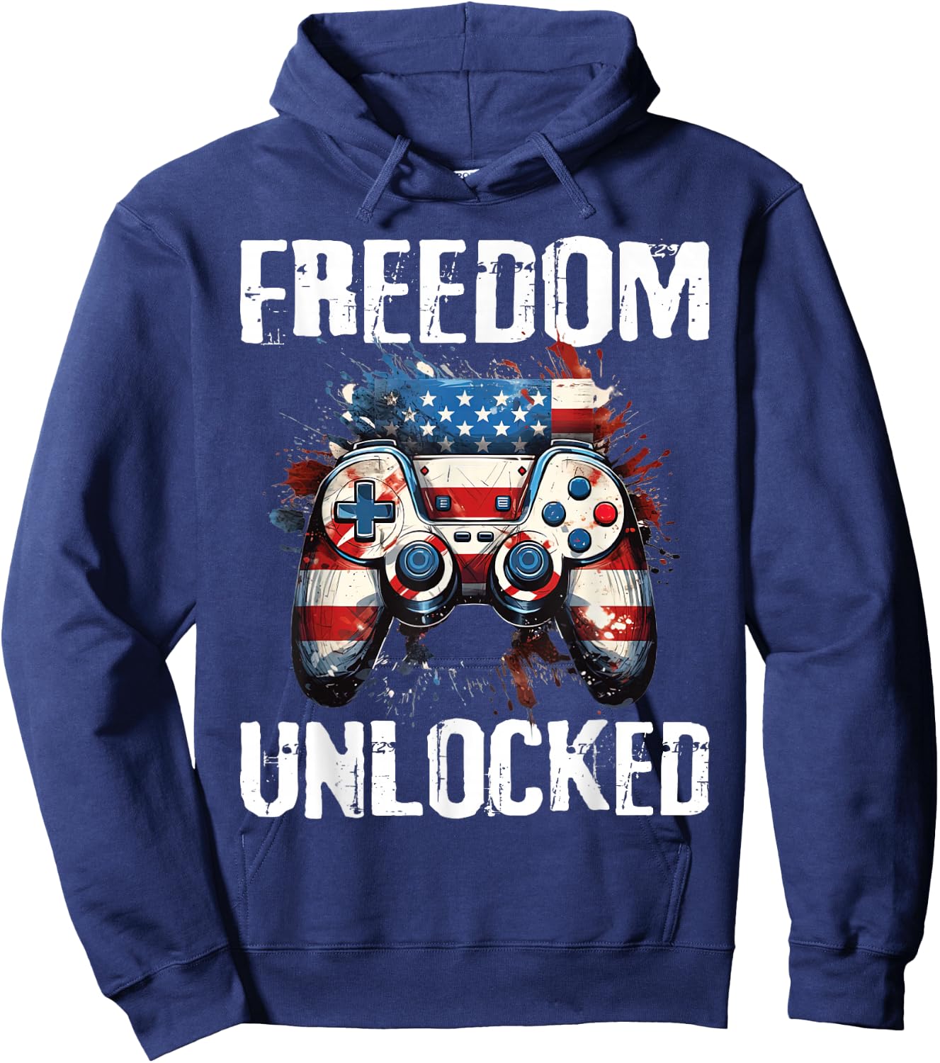 Gamer 4th Of July Freedom Unlocked Video Games Boys Teens Hoodie - Hoodie | Navy