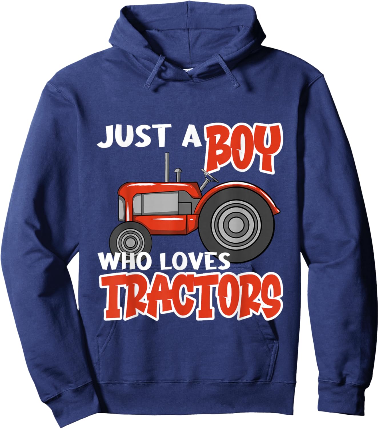 Just A Boy Who Loves Tractors Funny Farmer Tractor Lover Hoodie - Hoodie | Navy