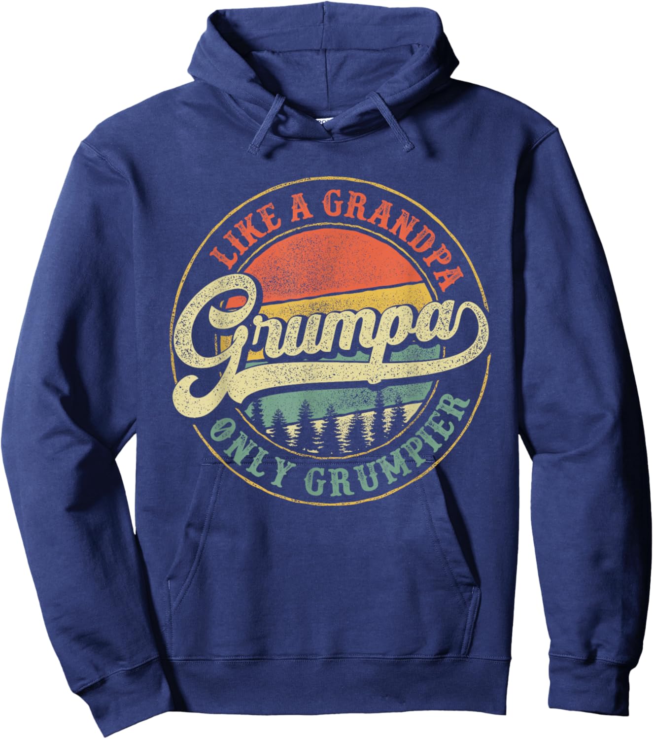 Grumpa Like a Grandpa Only Grumpier Retro Grumpa Definition Hoodie - Hoodie | Navy